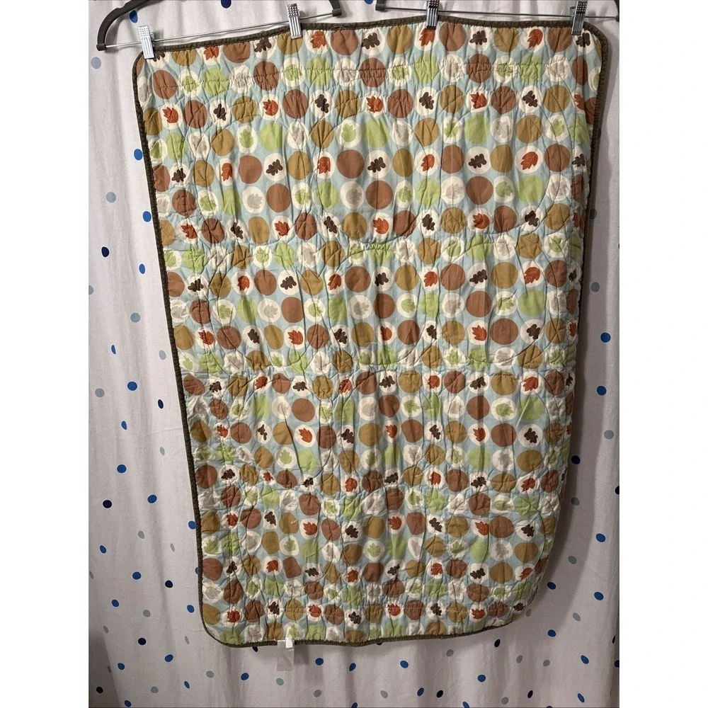 Carter's Baby Quilted Blanket Forest Animals & Mushrooms Embroidered Reversible
